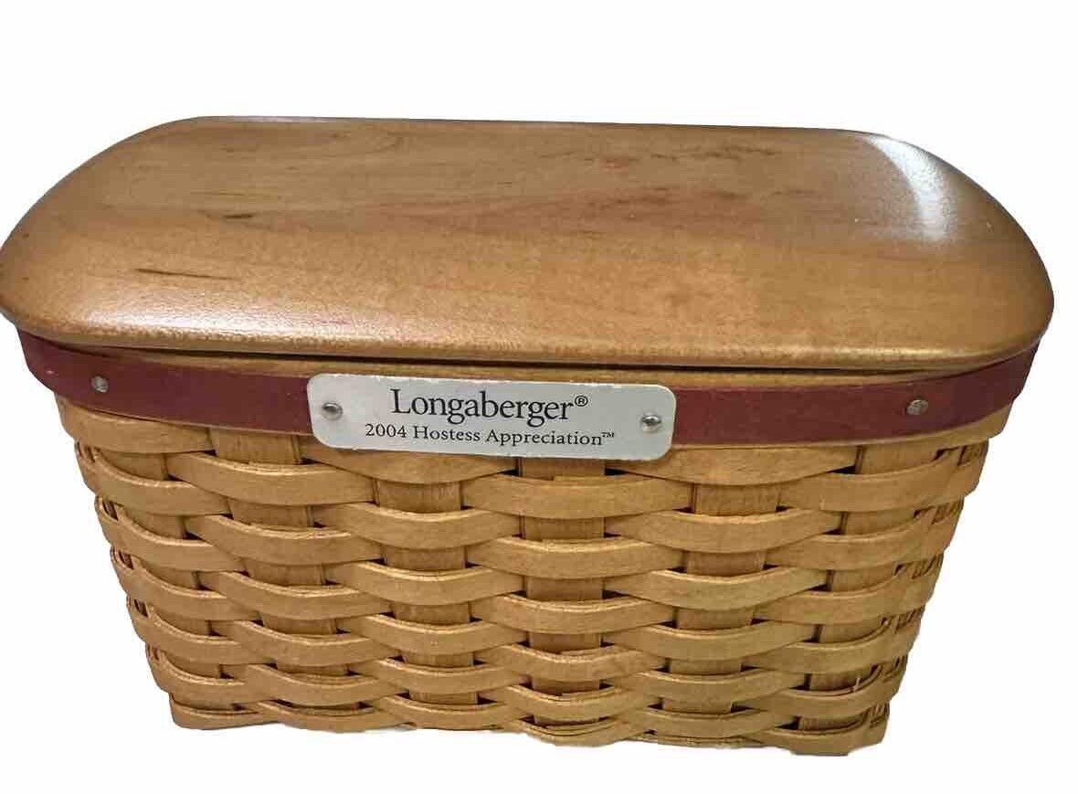 Vintage Longaberger 2004 Hostess Appreciation Basket w/ Red Liner & Wooden Lid