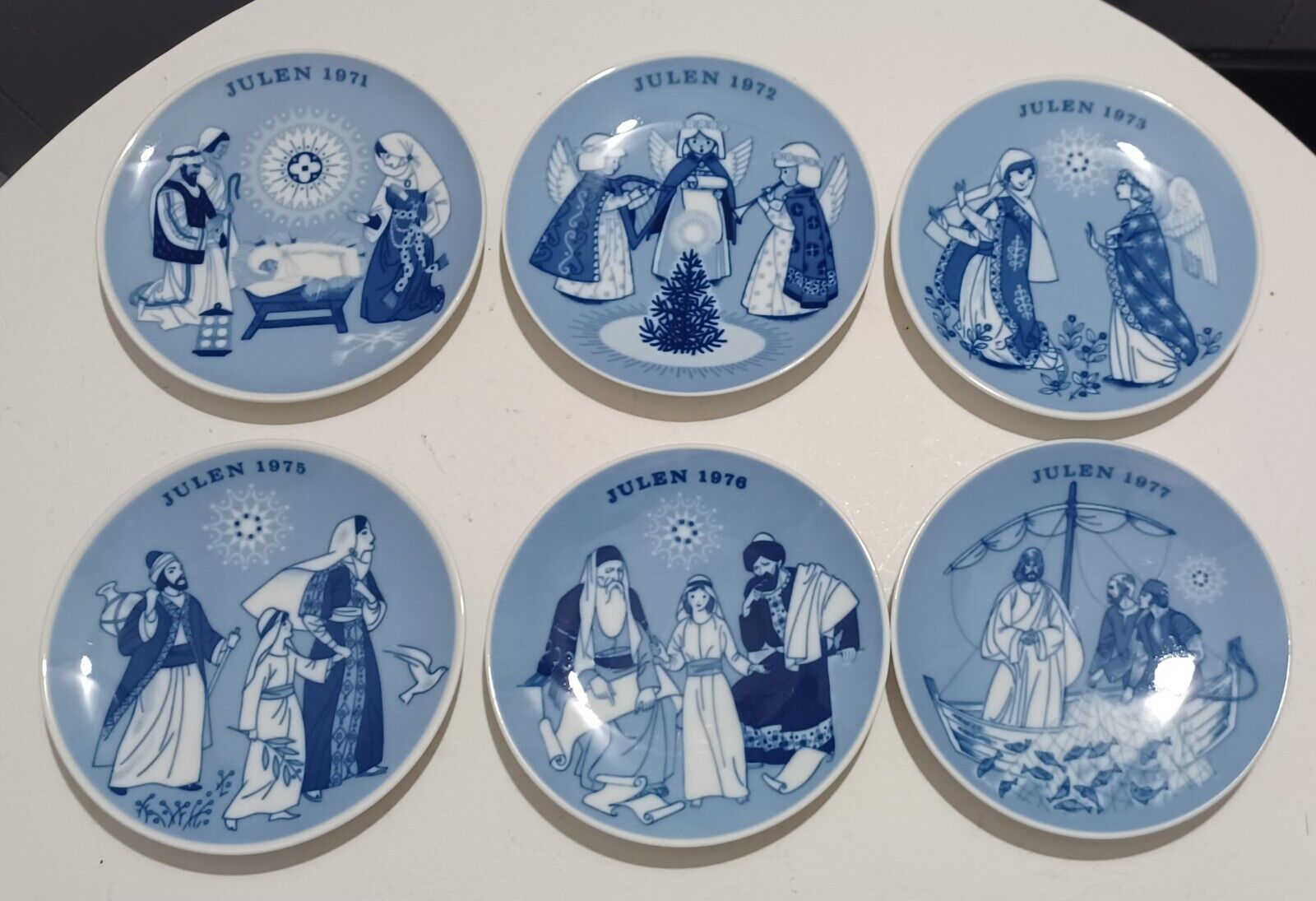 Lot Of 6 Porsgrund  Norway Julen 1970s Christmas Collection Plate Series