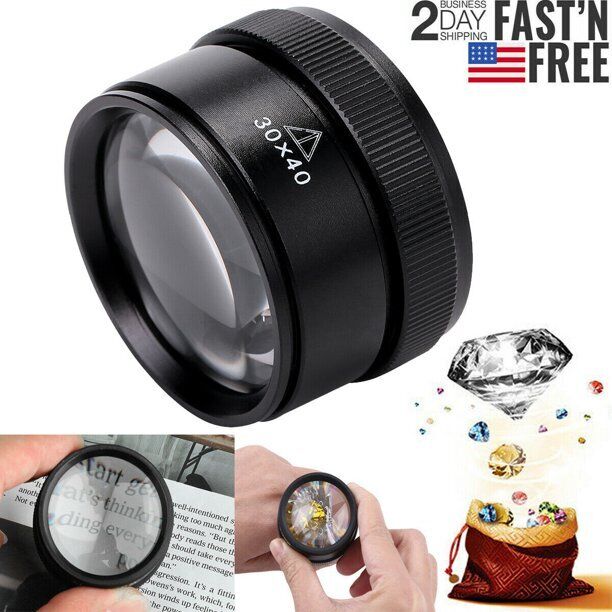40X Jewelers Loupe Magnifier Light Jewelry Eye Loop Pocket Magnifying Glass Coin