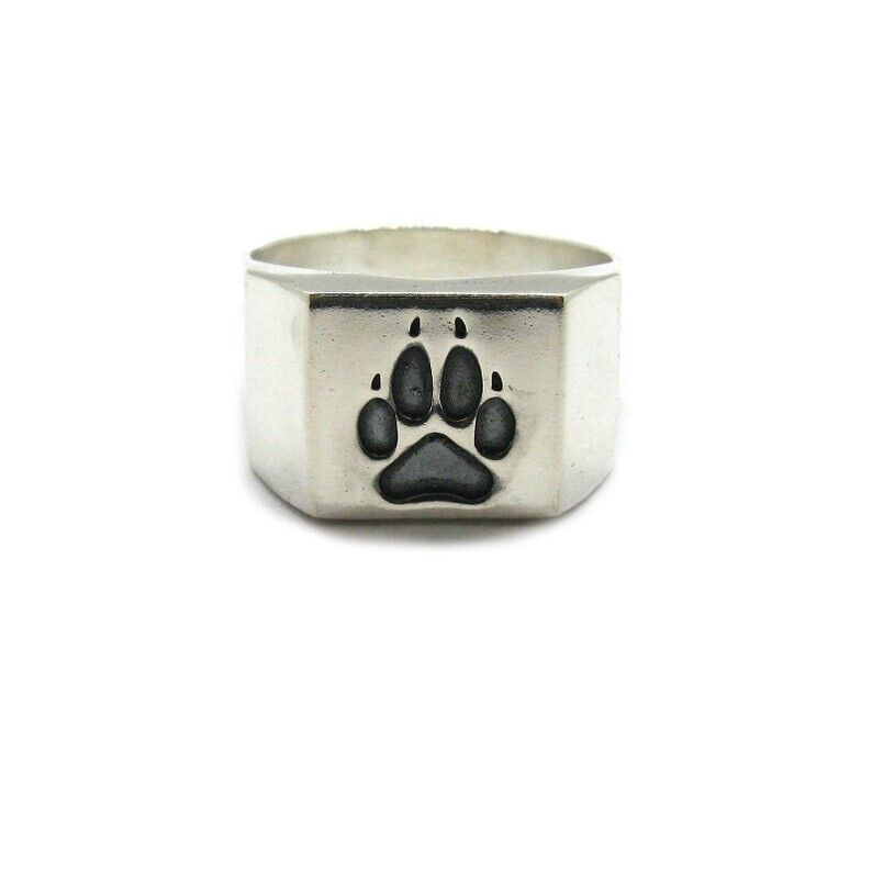 Sterling Silver Wolf Paw Ring, Animal Ring, Men\'s Ring,Animal Lover Gift 3 to 13
