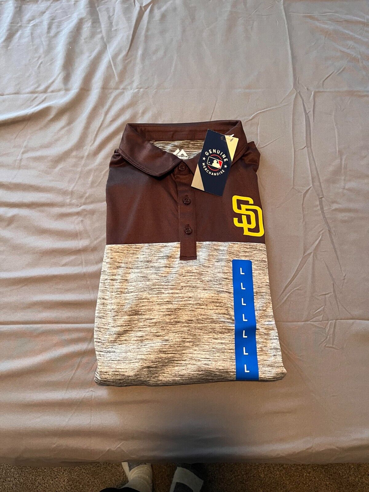 Mens San Diego Padres Majestic Brown/Grey Polo Shirt Stretch Multiple Sizes
