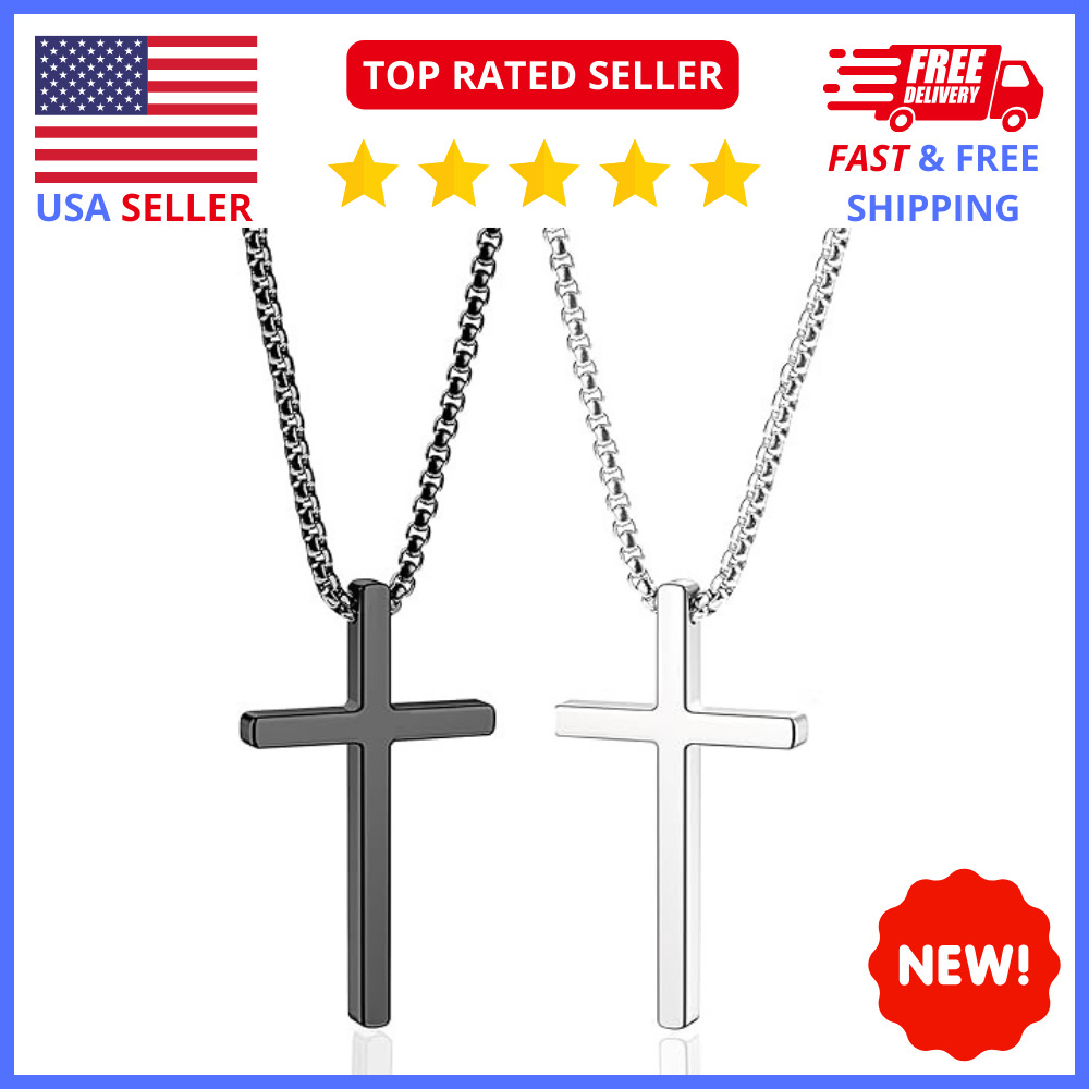 2 Pieces Set Cross Necklace for Men/Chains: Necklace For Men