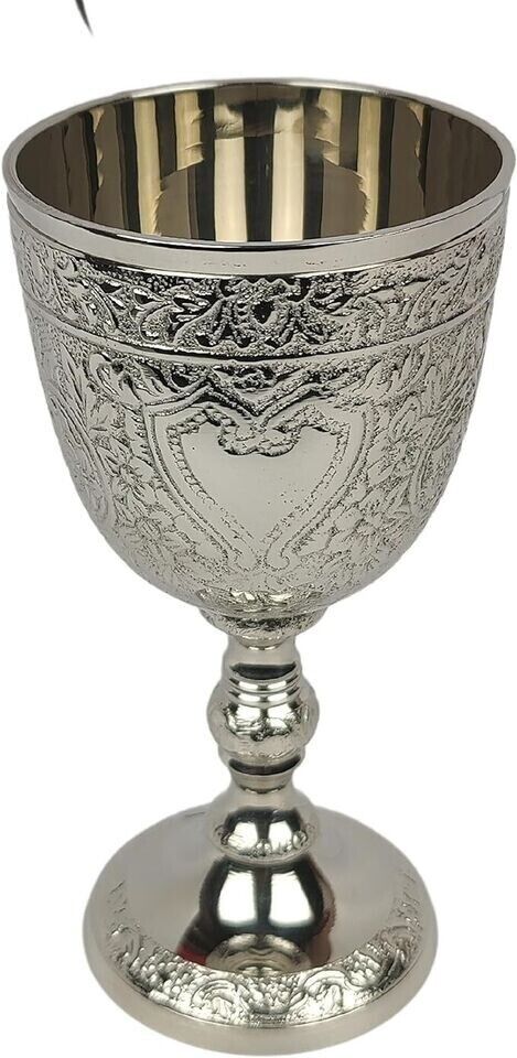 Silver Brass Goblet Chalice Floral Gothic Roman wine Roman drinking cup Glass