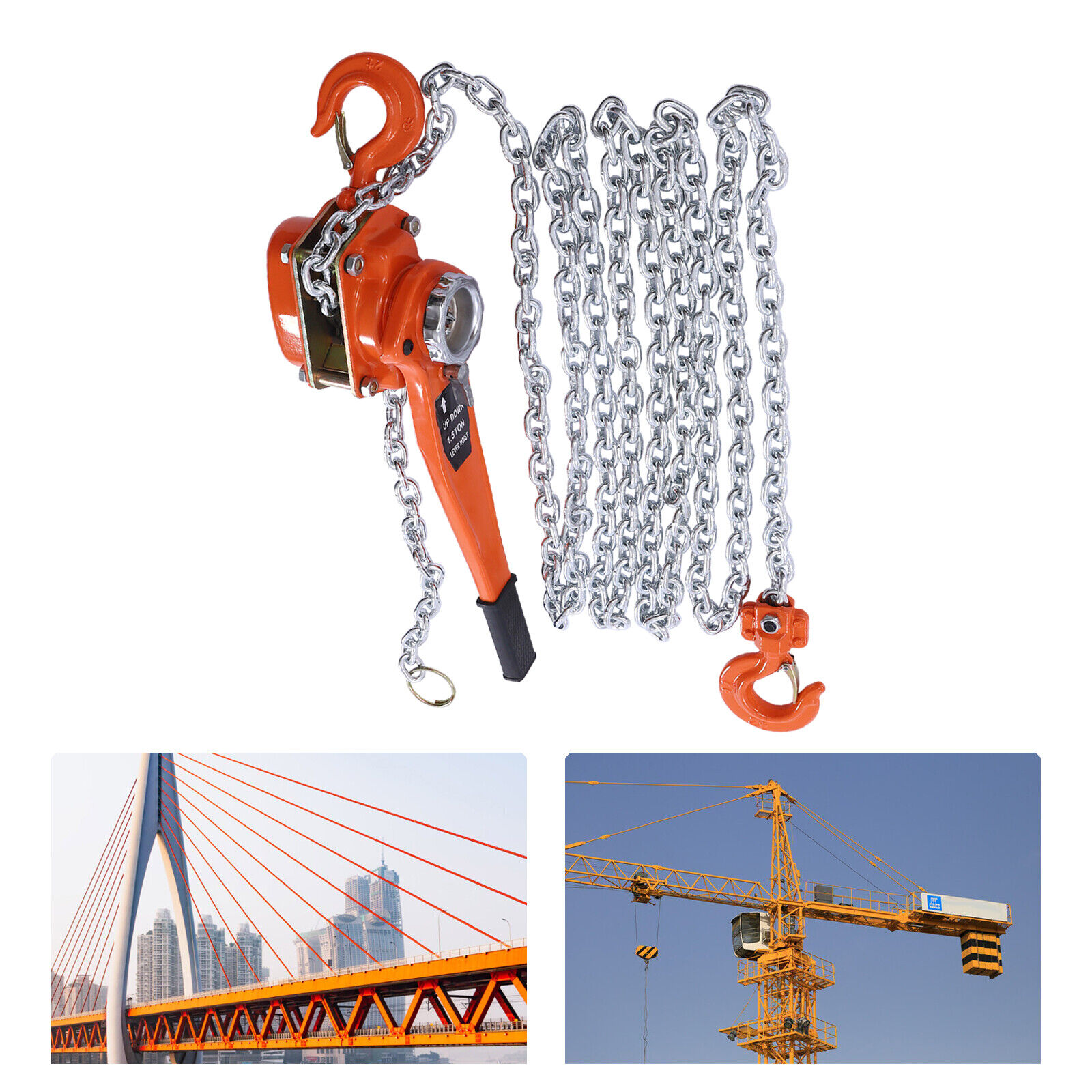 1 Ton Manual Lever Block Chain Hoist Ratchet Type Come Along Puller w/20FT Chain