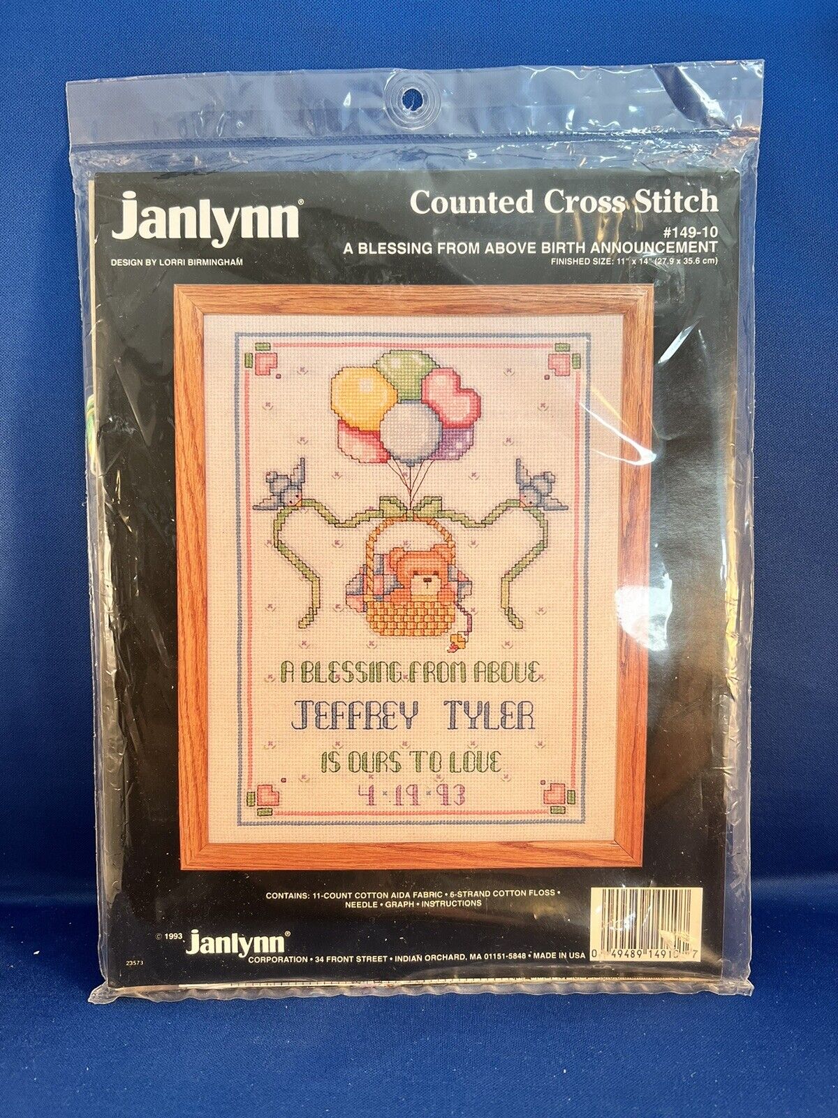 Vintage Janlynn A Blessing Birth Announcement Counted Cross Stitch#149-10 Sealed