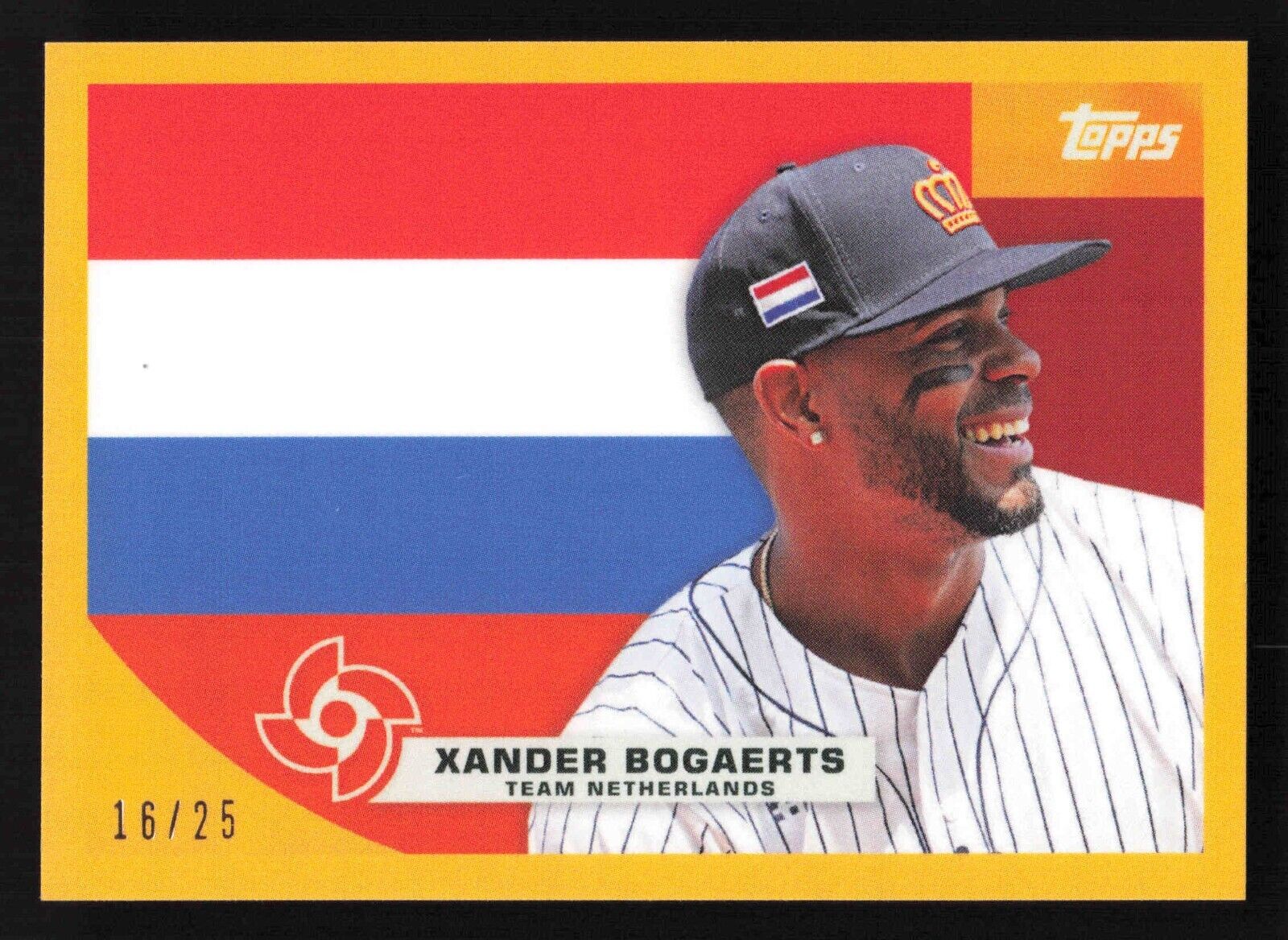 2023 Topps WBC Global Stars #F6 Flags Of A Nation Xander Bogaerts Gold 16/25