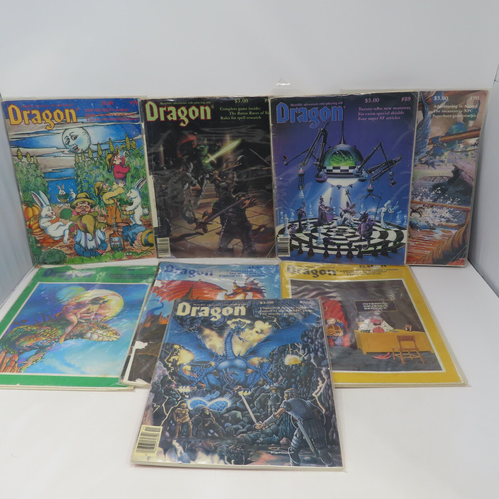 Lot 8 Vintage Dragon Magazines TSR Dungeons and Dragons 47/48/49/79/82/89/90/103