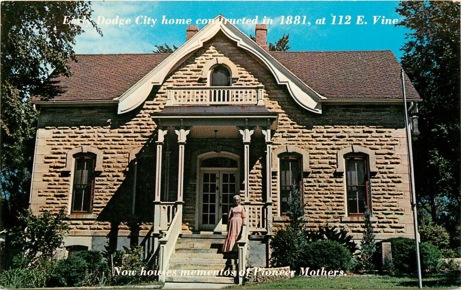 1881 Dodge City Old Stone House Kansas KS 112 E Vine Postcard