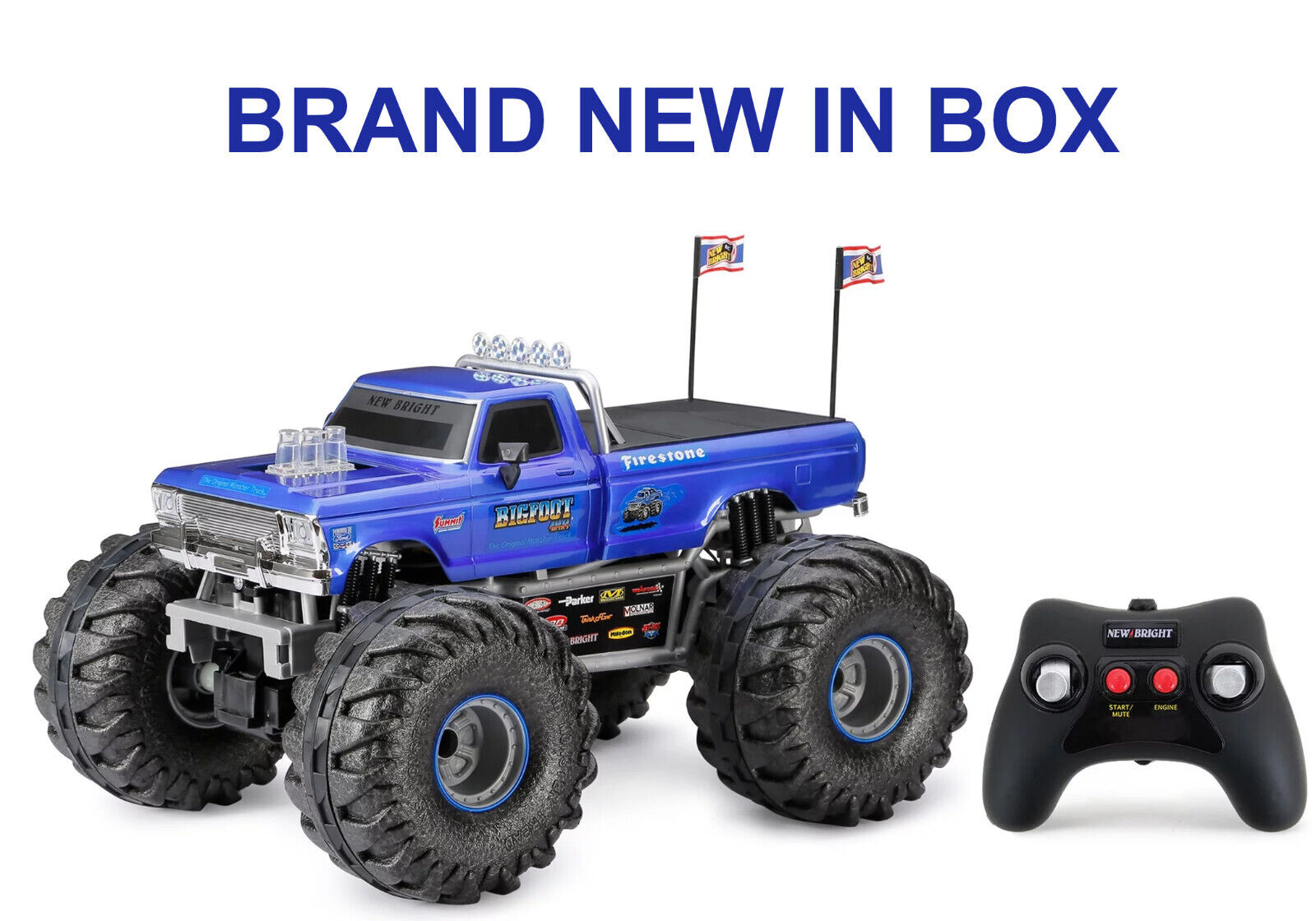 New Bright (1:10) Bigfoot Battery R/C Monster Truck Lights & Sound (Blue) - BNIB