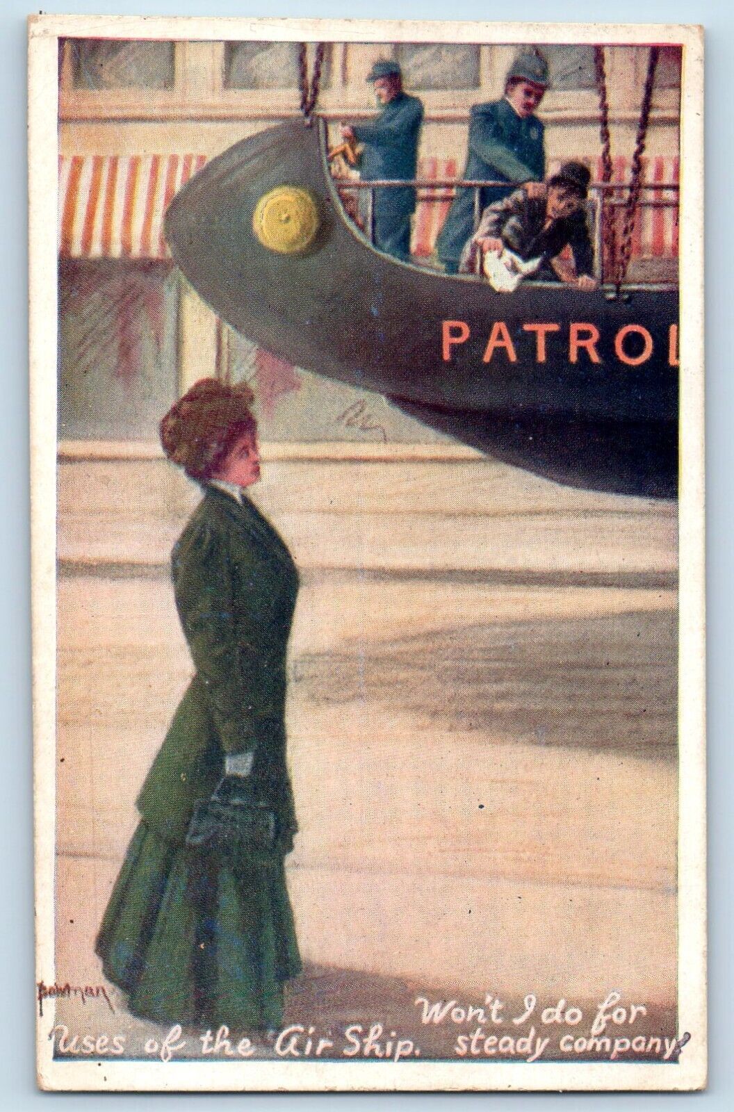 Alvin Texas TX Postcard Woman Won't I Do For Uses Of The Air Ship Signed 1911