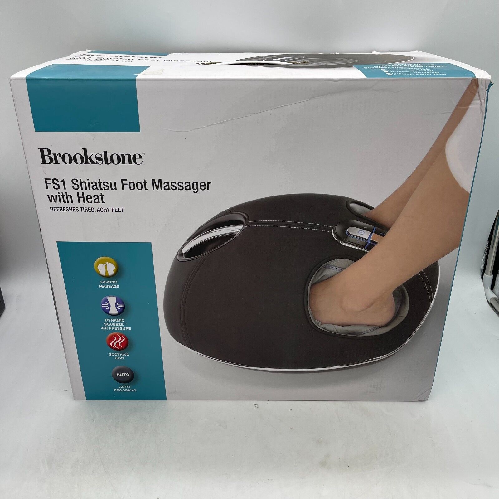 Brookstone B-FMS-1000HJ FS1 Shiatsu Foot Massager w/ Heat - Black / Gray NEW 