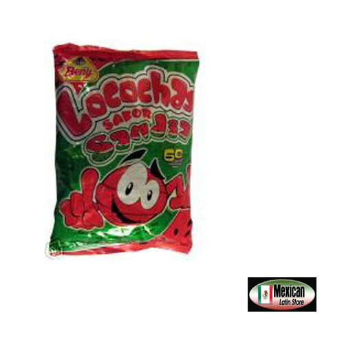 4 Bag\'s Beny Locochas Watermelon flavor hard candy with chili center 60ct each