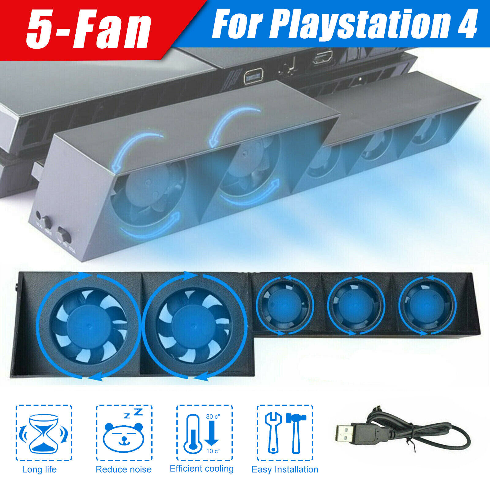 External Cooling Fan Cooler Game Accessories For PS4 PlayStation 4 Host Console