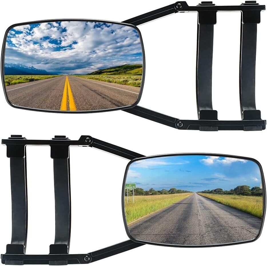 2 Pack Universal Mirror Extenders Clamp-On Towing Mirror Adjustable Rotating
