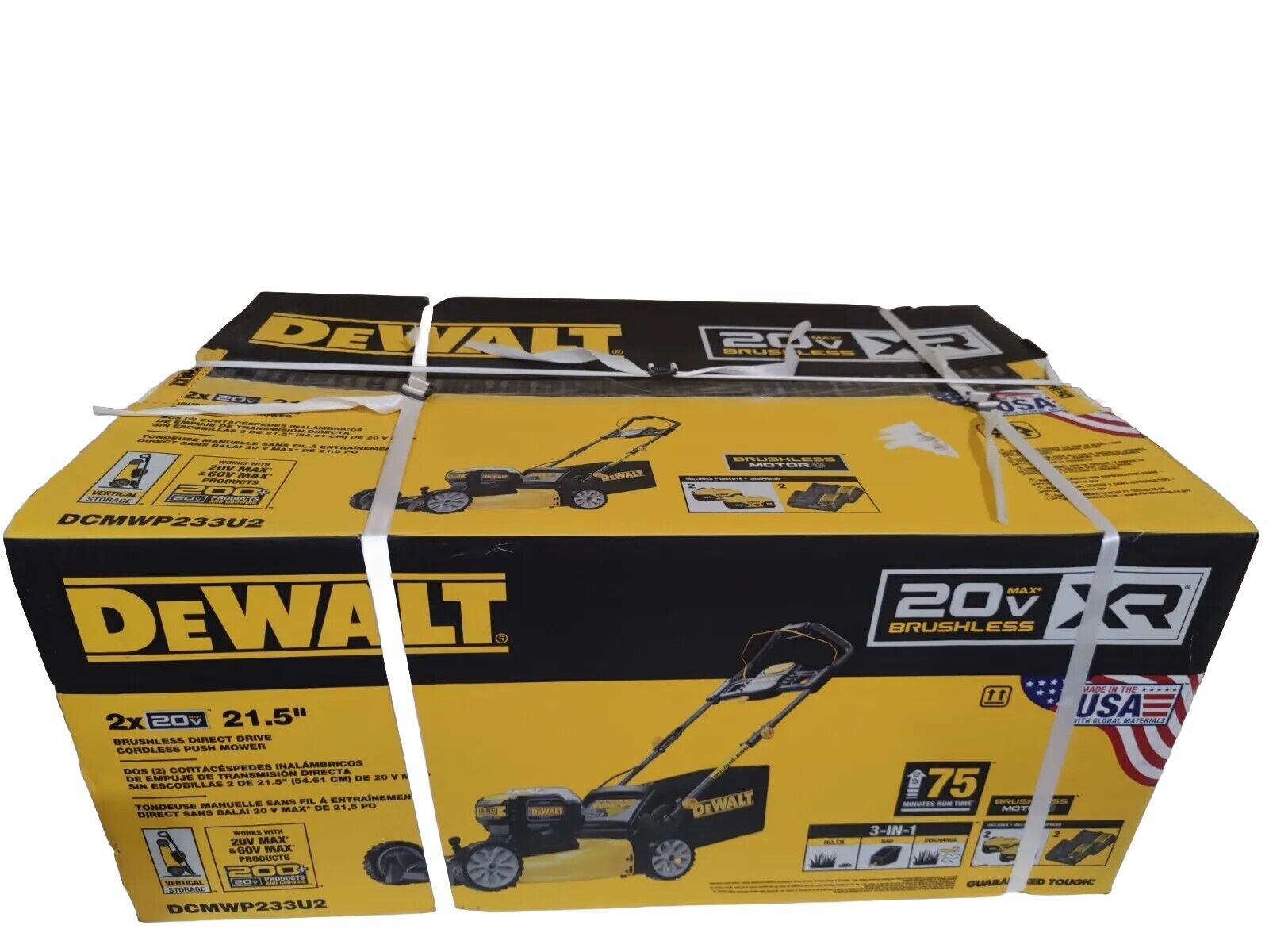 NEW SEALED DEWALT DCMWP233U2 21.5 in. 20-V XR Push Lawn Mower w/2 Batteries 