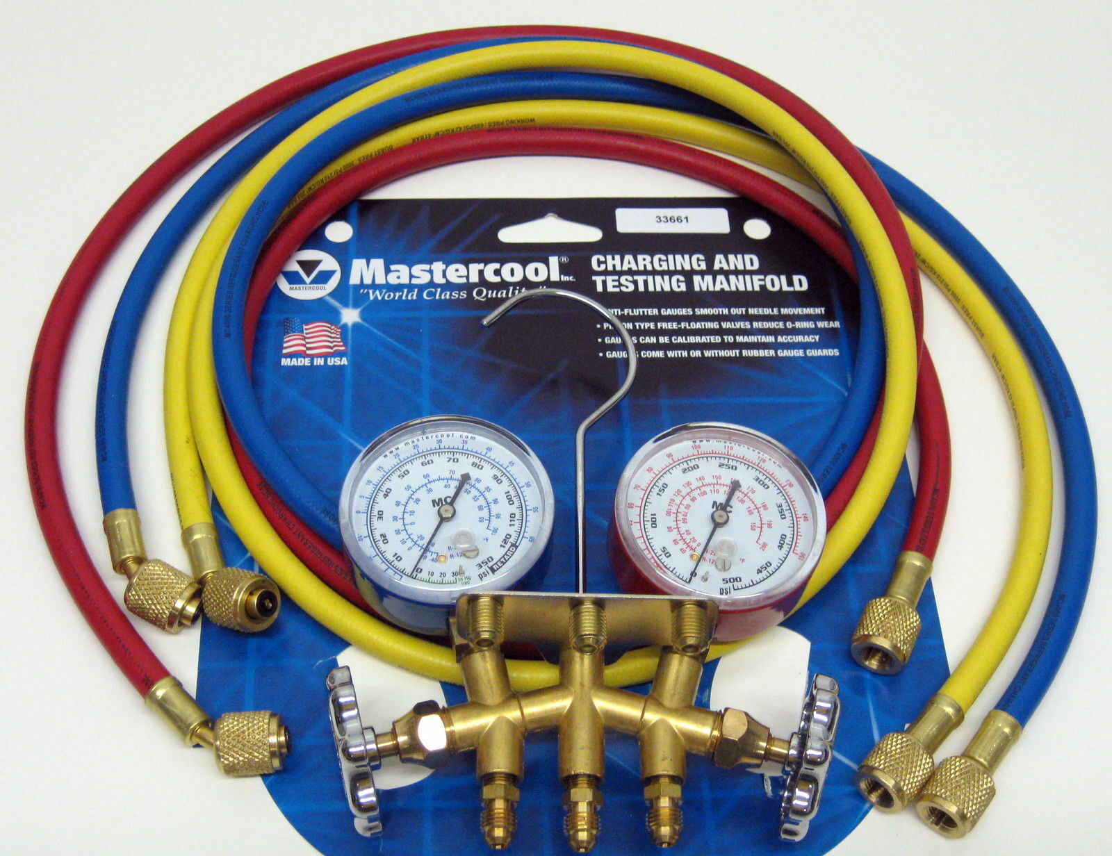 33661 Mastercool HVAC Air Conditioning Refrigeration Manifold Gauges w 60