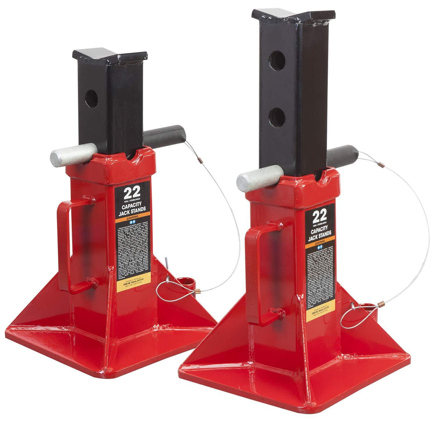 BIG RED 22Ton Capacity Heavy Duty Steel Jack Stands, 2 Pack, Red
