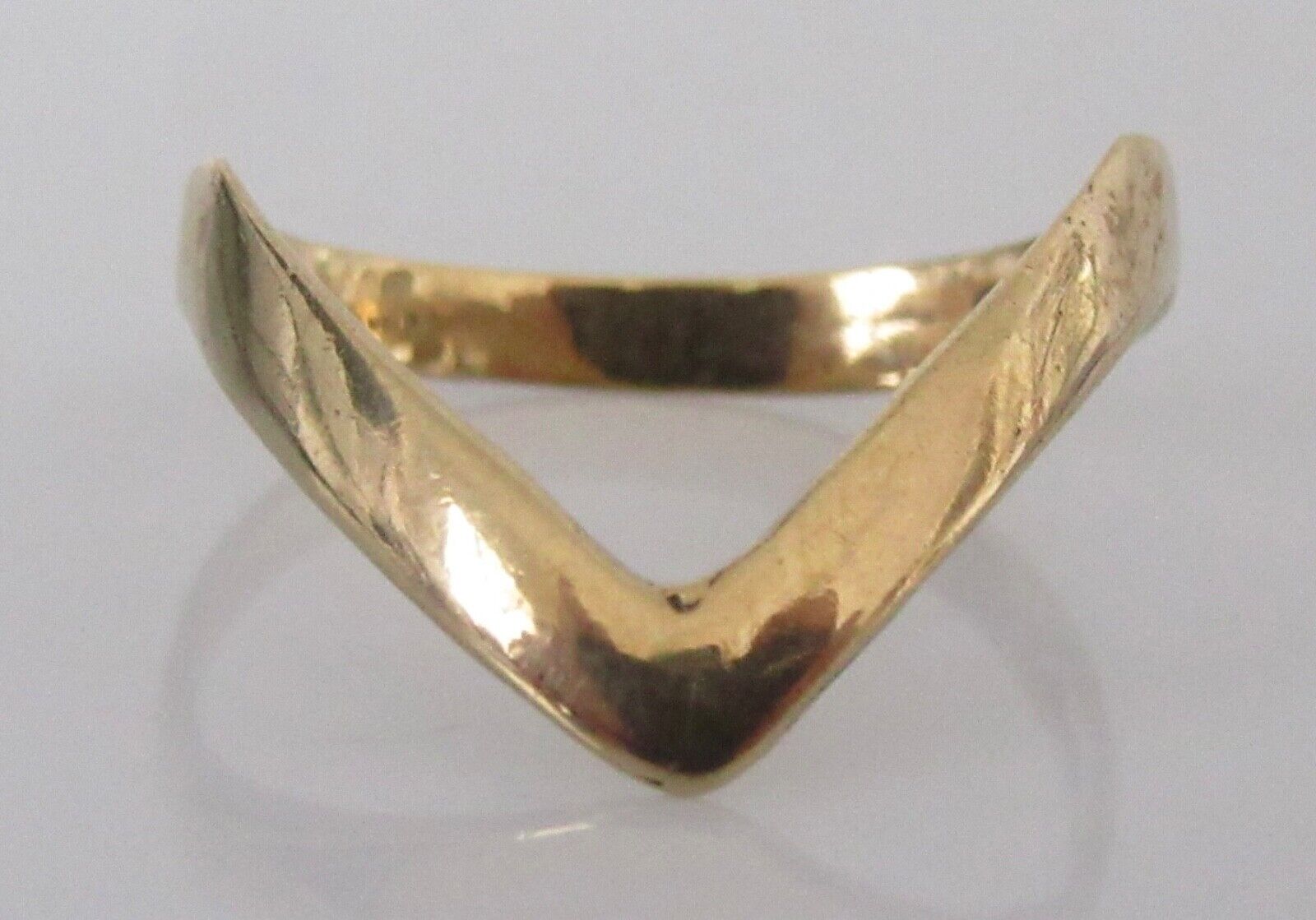 9ct Gold Ring - Vintage 9ct Yellow Gold Wishbone Ring Size K