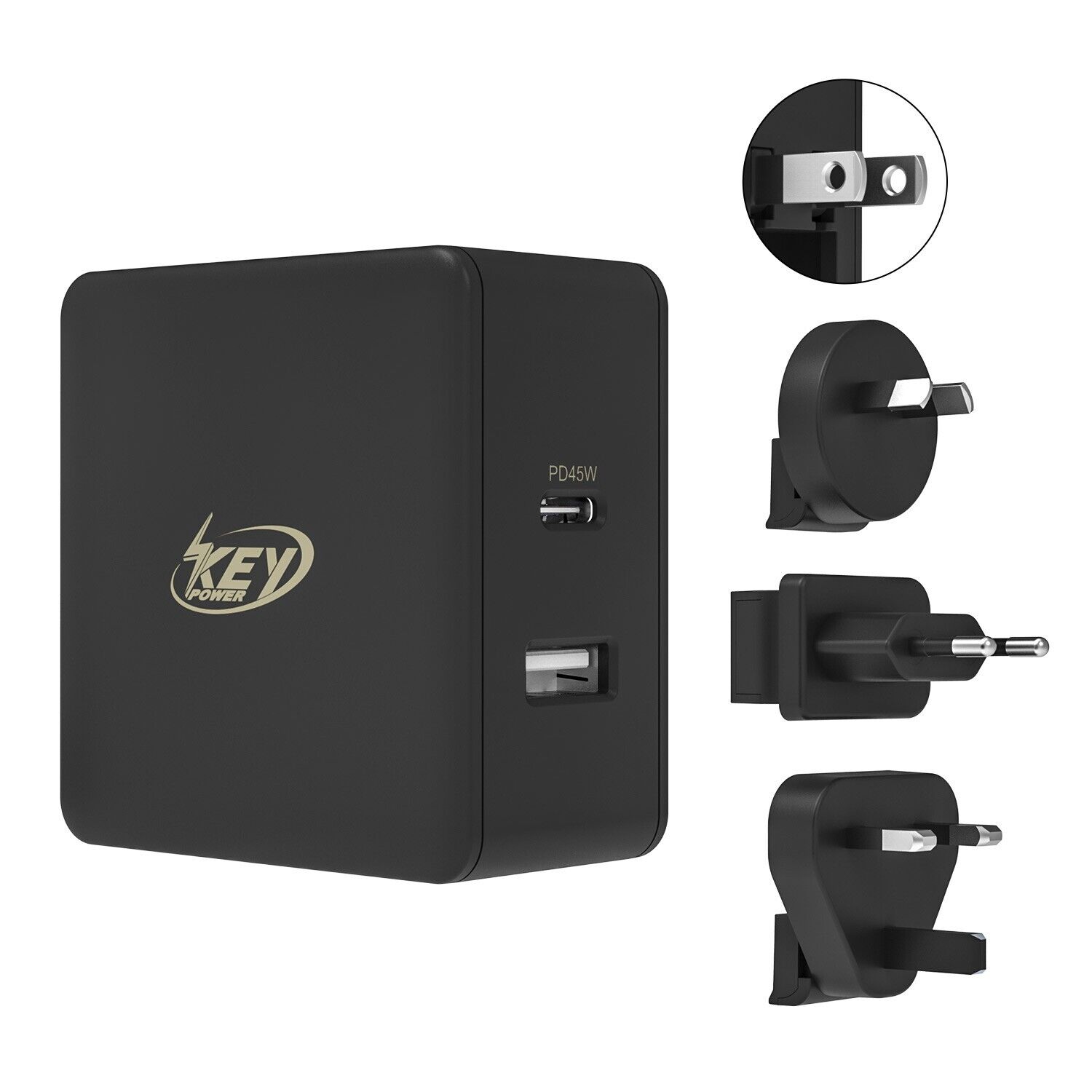 Key Power 45W Type-C PD Wall Charger, USB-C Power Adapter