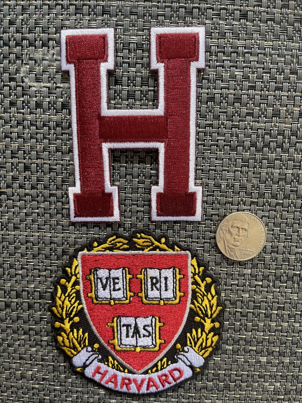 (2) Harvard University Vintage Embroidered Iron On Patches Patch Lot 3” & 3 X 2”