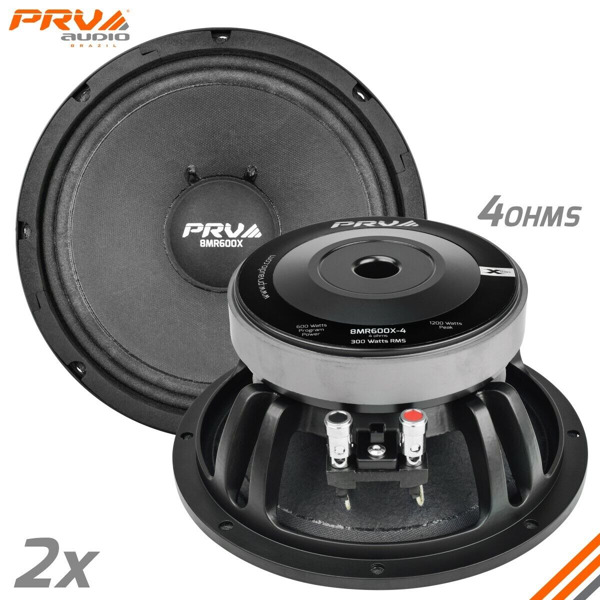2x PRV Audio 8MR600X-4 Car Audio Midrange 8