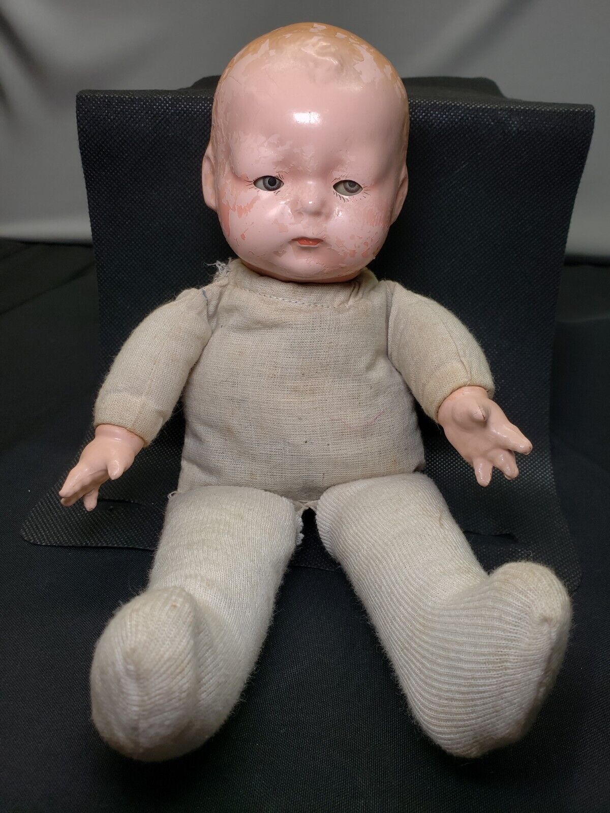 Antique Composition EIH 1924 Horsman Baby Doll Open Close Eyes Squeak 11 Inch