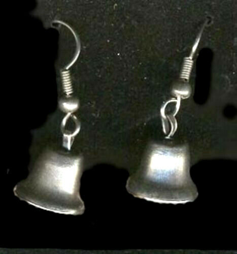 Funky Mini LIBERTY BELL EARRINGS Teacher Patriotic Charms Costume Jewelry-SILVER