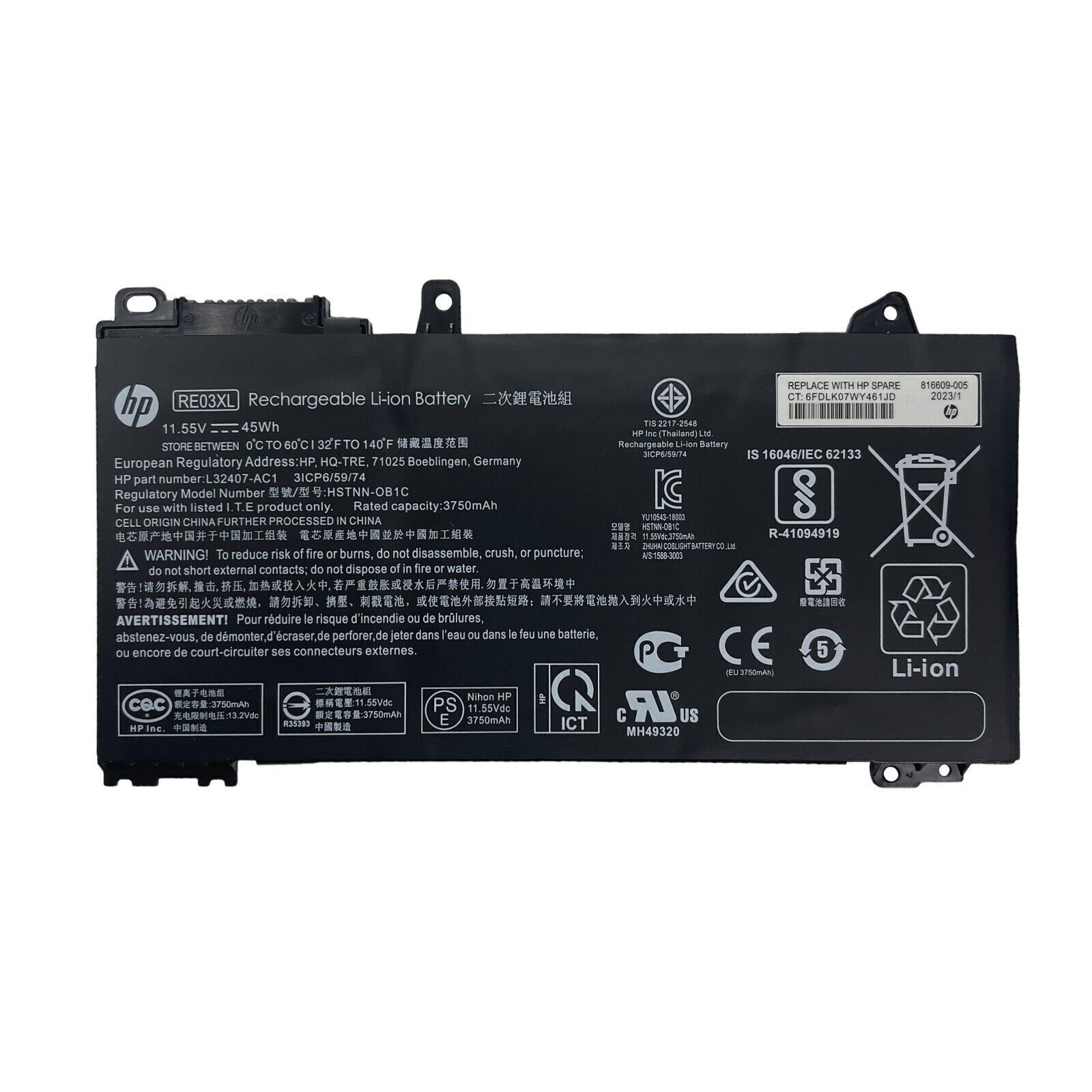 NEW Genuine RE03XL Battery For HP ProBook 430 440 445 450 455 455R G6 L32656-002