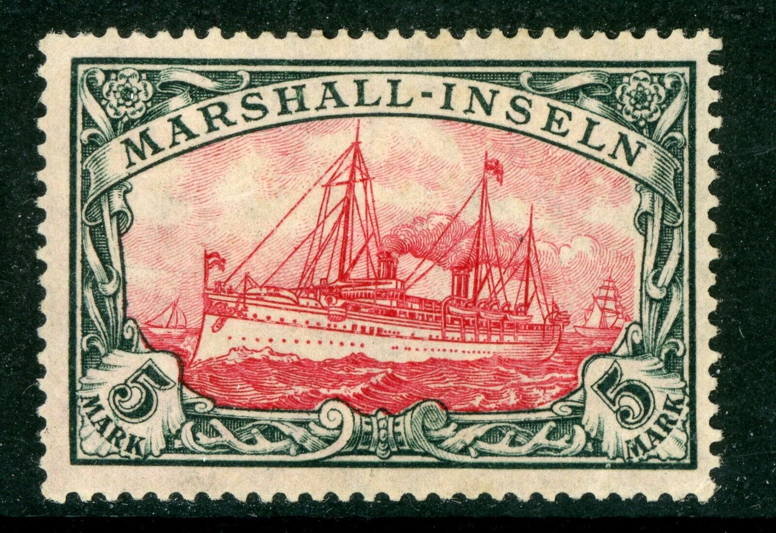 Marshall Islands 1916 Germany 5 Mark Yacht Ship Watermarked Sc #27 Mint X79