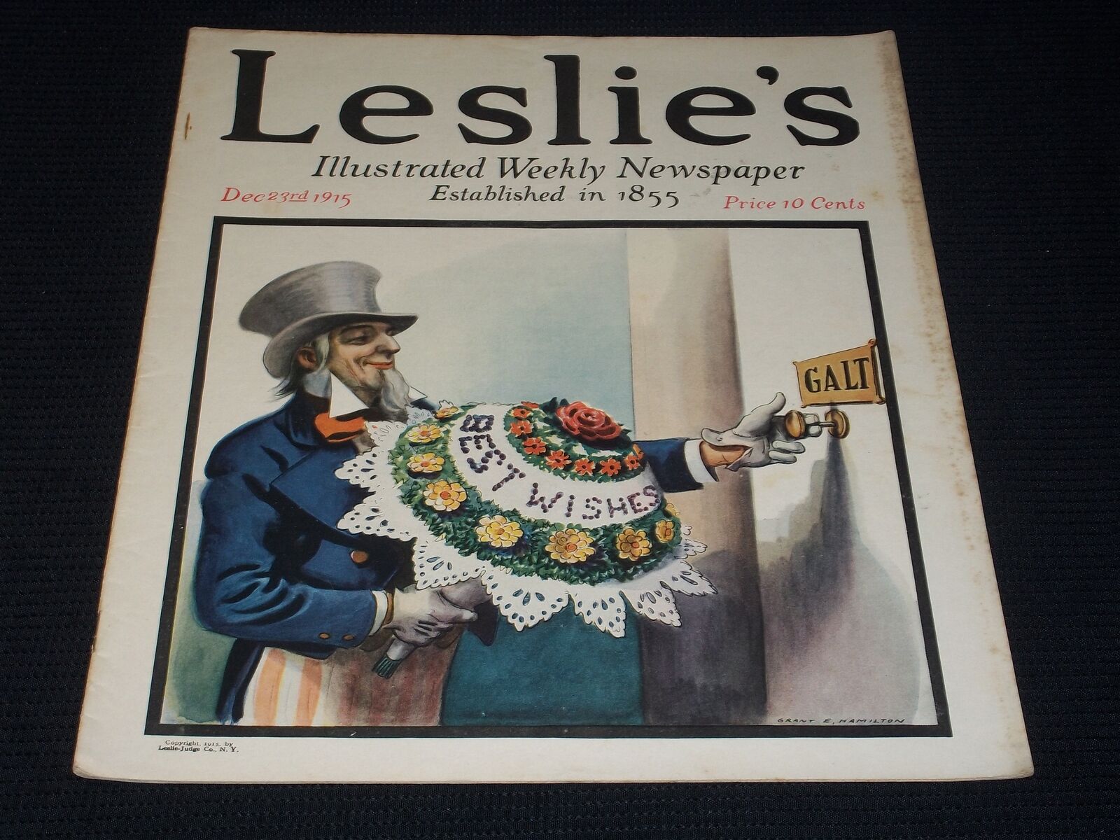 1915 DECEMBER 23 LESLIE\'S ILLUSTRATED MAGAZINE - BEST WISHES COVER - E 5551