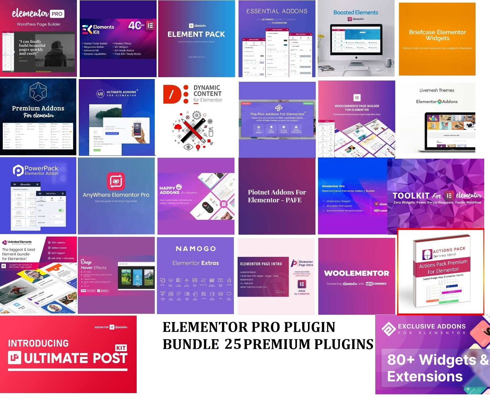ELEMENTOR PRO 3.21.2 ULTIMATE BUNDLE 25 plugins Addons Elements Kit Pack Premium