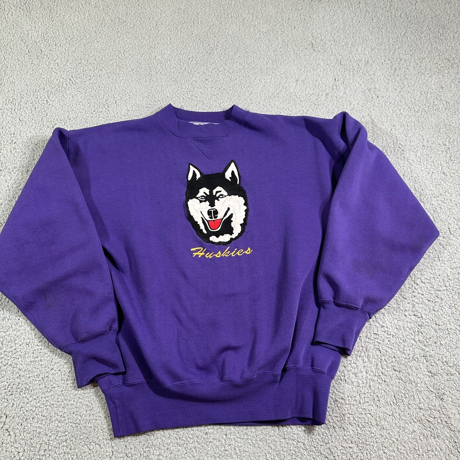 Vintage Midwest Embroidery Husky Purple Sweatshirt Men Adult Large 90S
