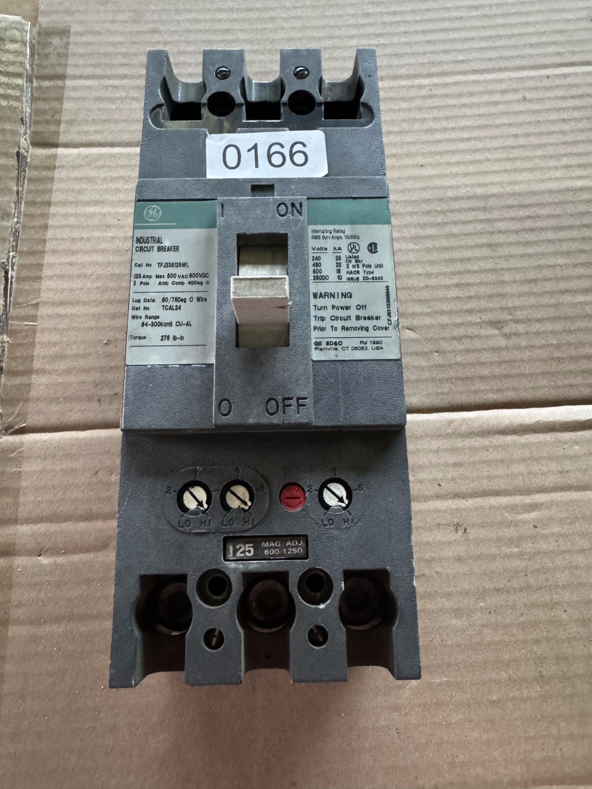 GE Industrial Circuit Breaker TFJ230125WL 120 Amps 600 Vac 3 Pole