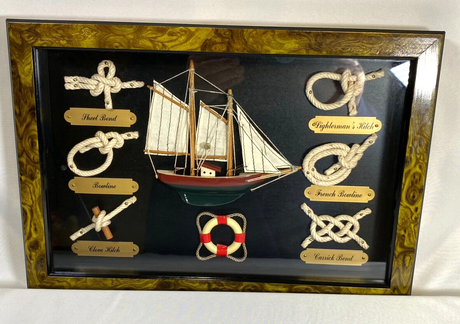 Nautical Sailor Rope Knots 'Ship' Framed Mini Shadow Box