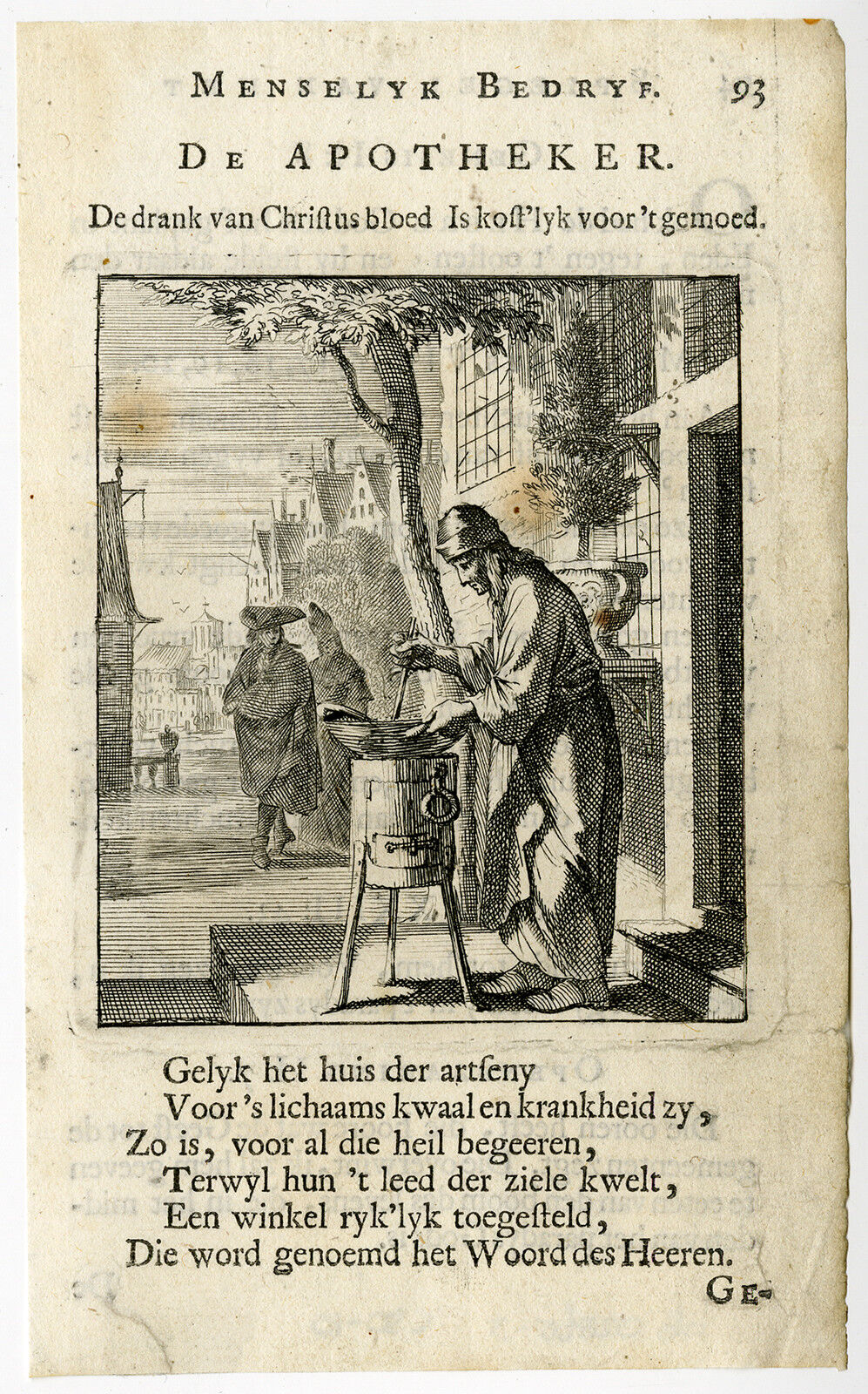 Antique Profession Print-PHARMACIST-Luyken-1694