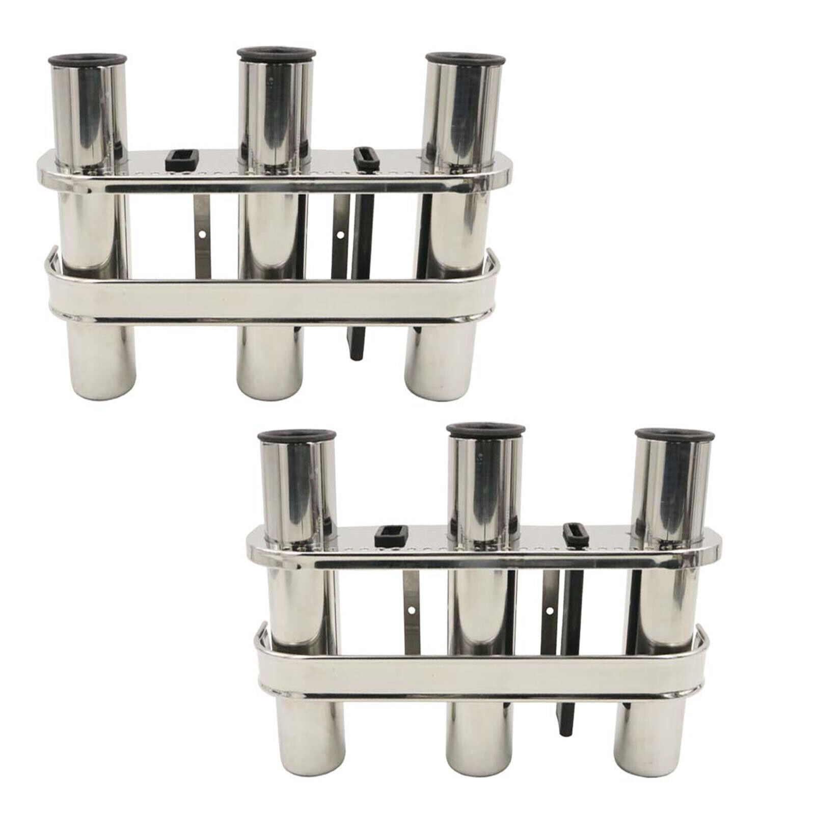 2Pieces Stainless Steel 3 Tube Outrigger Rod Holder Tackle Rack Holder Solid