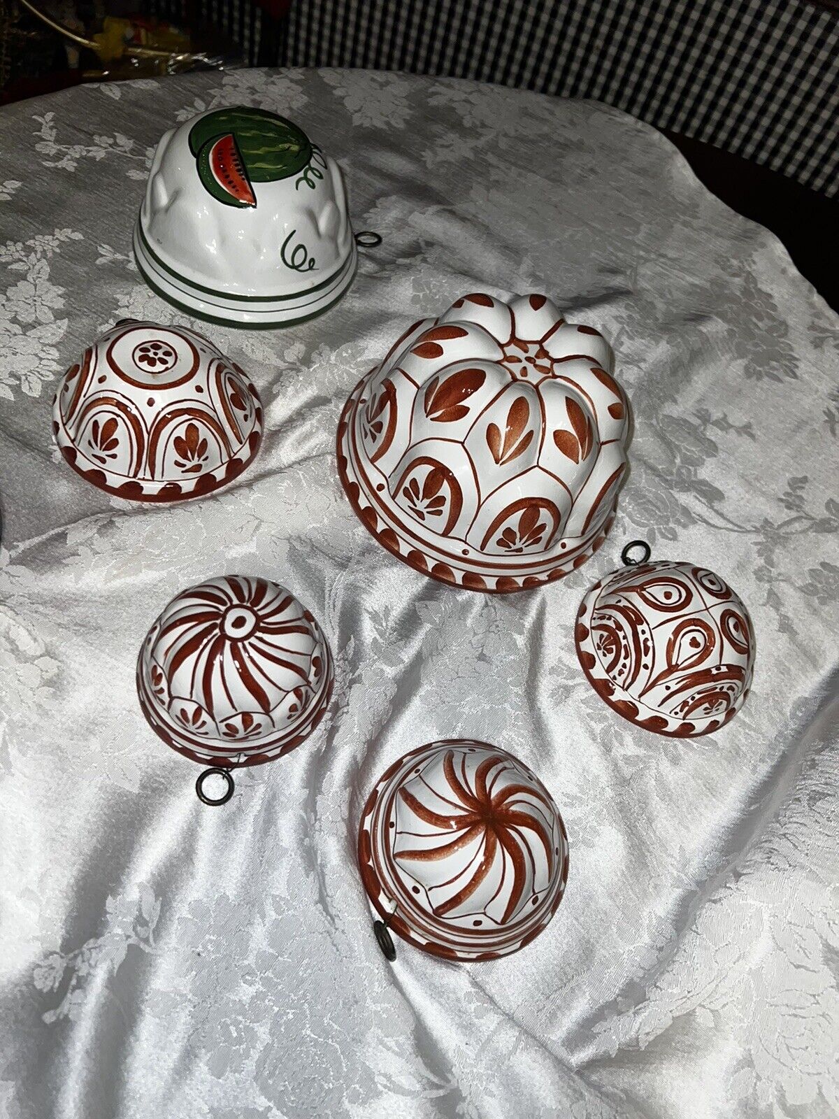 Vtg 6 Bassano Ceramiche ABC Hand Painted  Ceramic  Pottery  Molds ITALY Nice