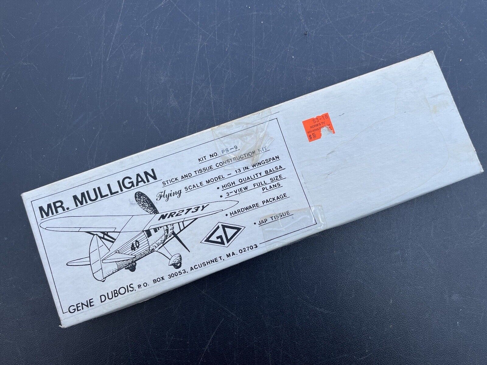 Vintage rare Mr. Mulligan balsa wood model airplane kit Gene Dubois