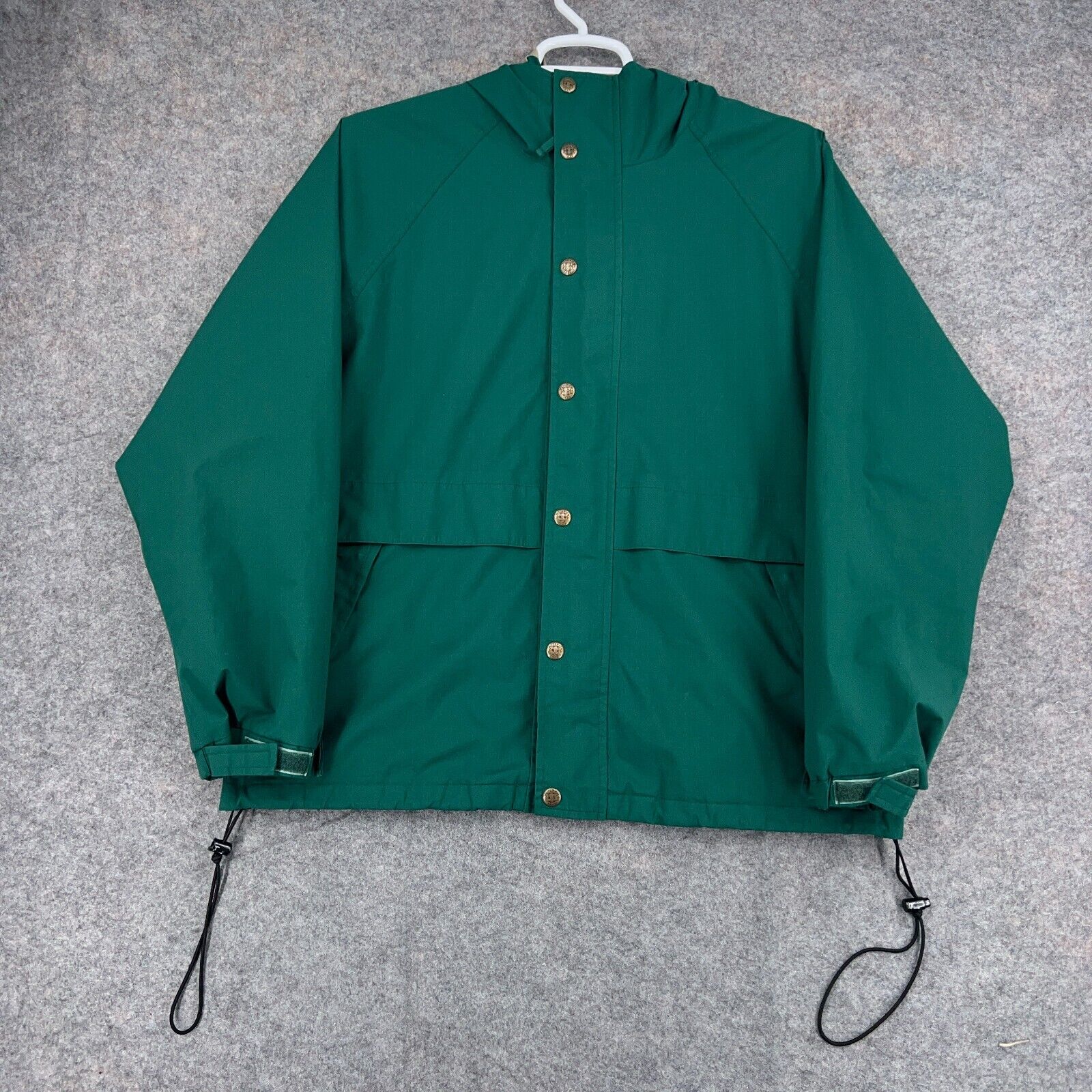 Vintage Woolrich Rain Jacket Mens Large Green Zip Up Hooded Gortex Waterproof