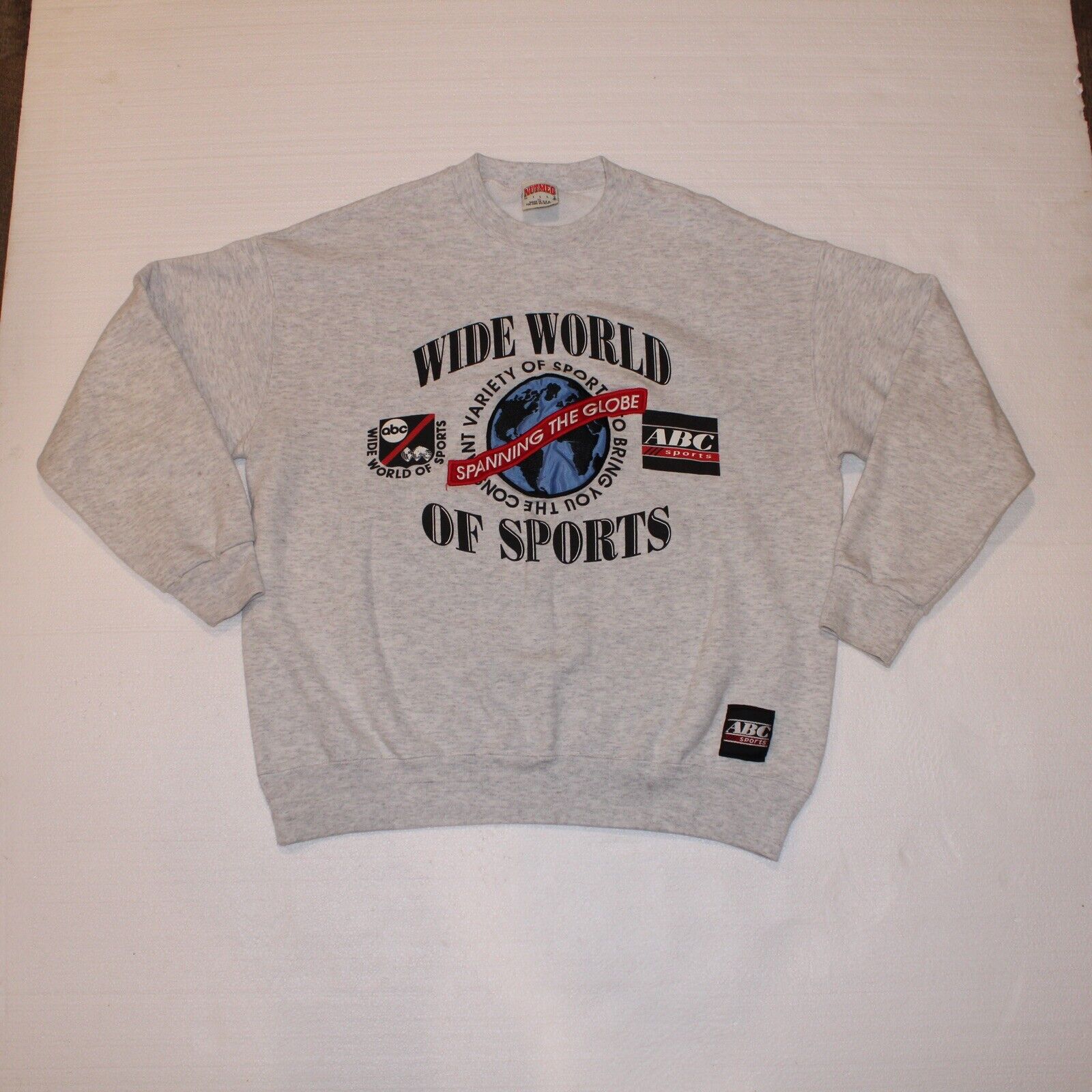 Vintage ABC Wide World of Sports Sweatshirt Embroidered Logo Men\'s Size XL Gray
