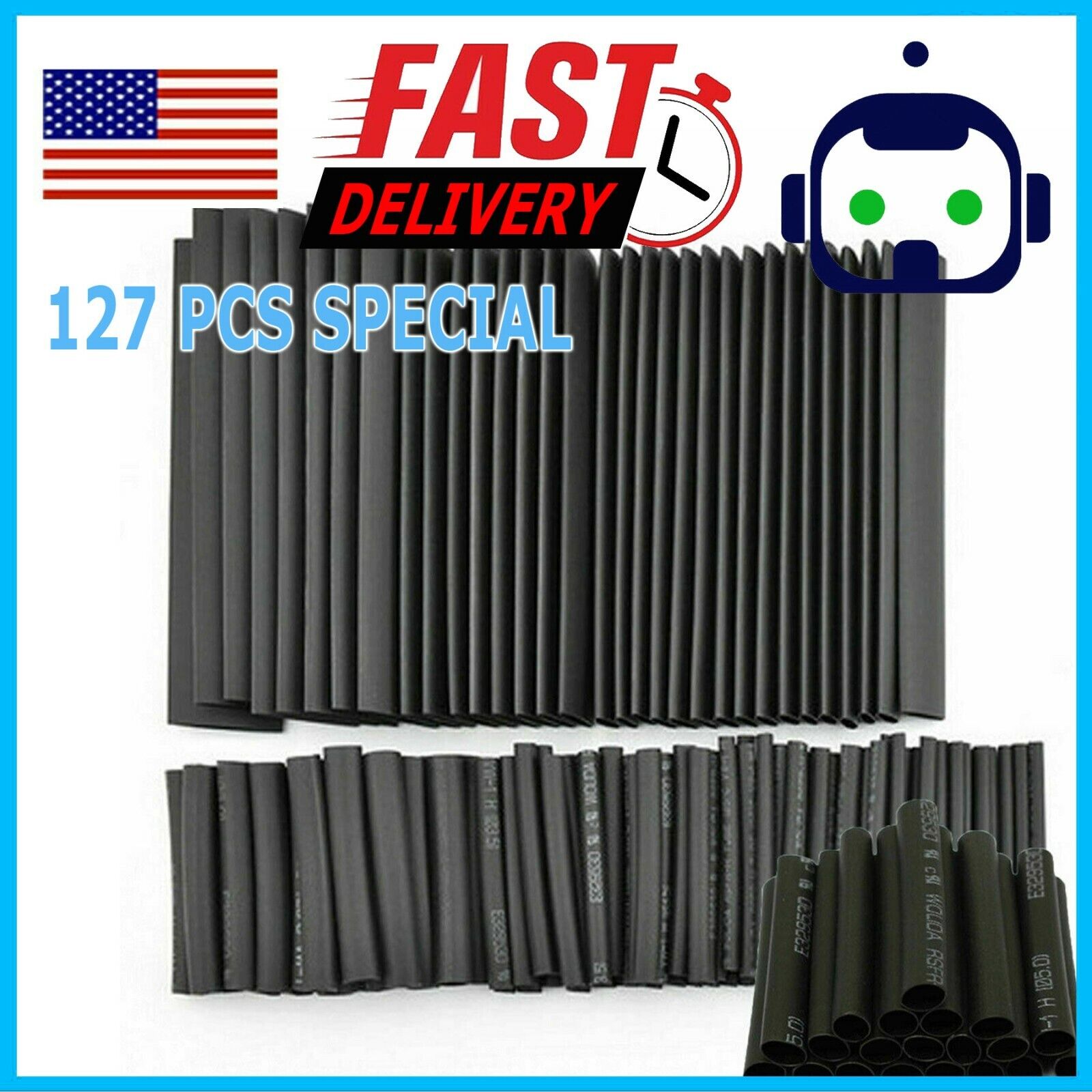 127pcs Heat Shrink Tubing Electrical Wire Insulation Cable Connection Sleeve Kit