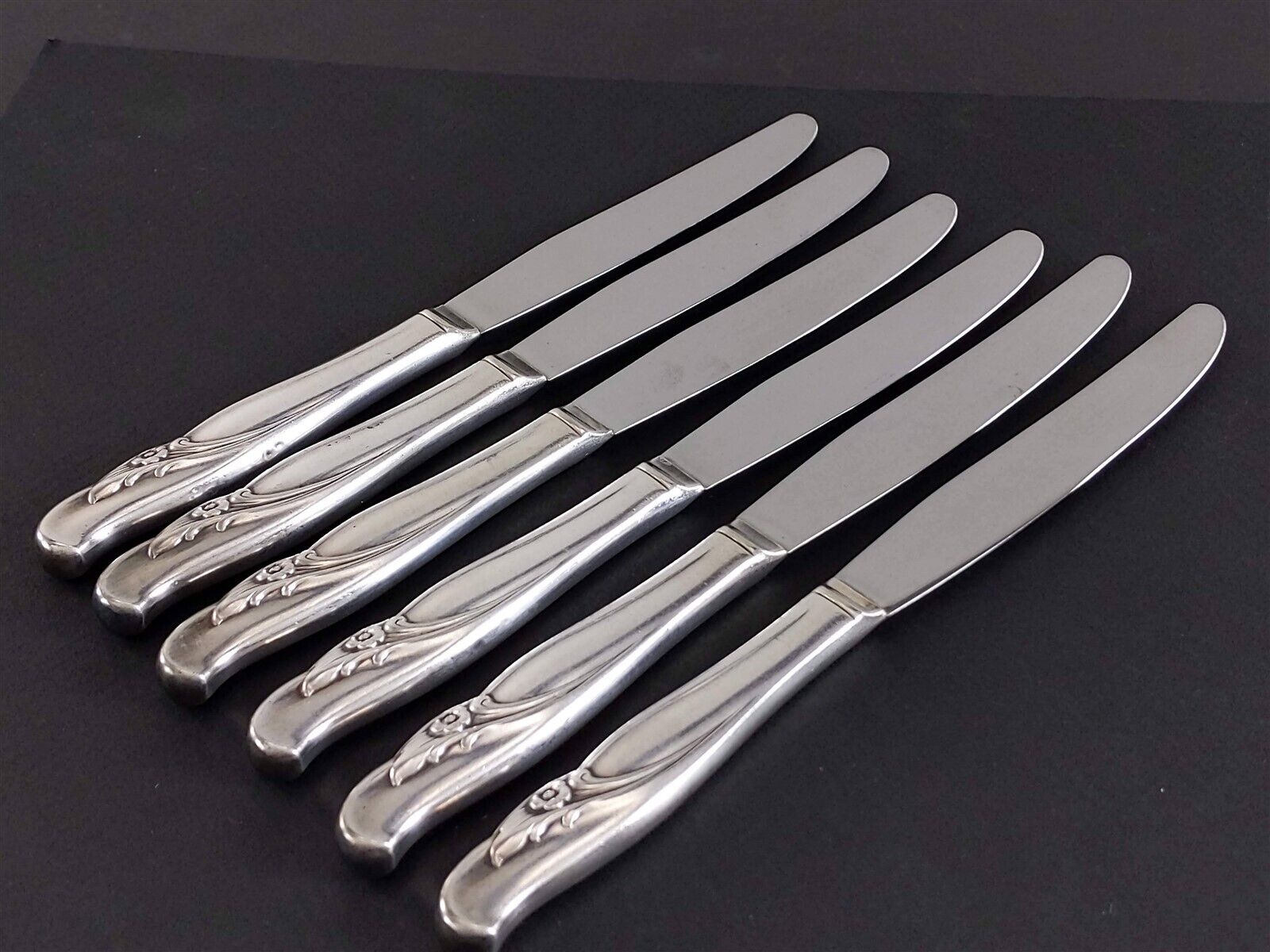 Rogers & Bro EXQUISITE 6 Hollow Dinner Knives 8-7/8 & 9\