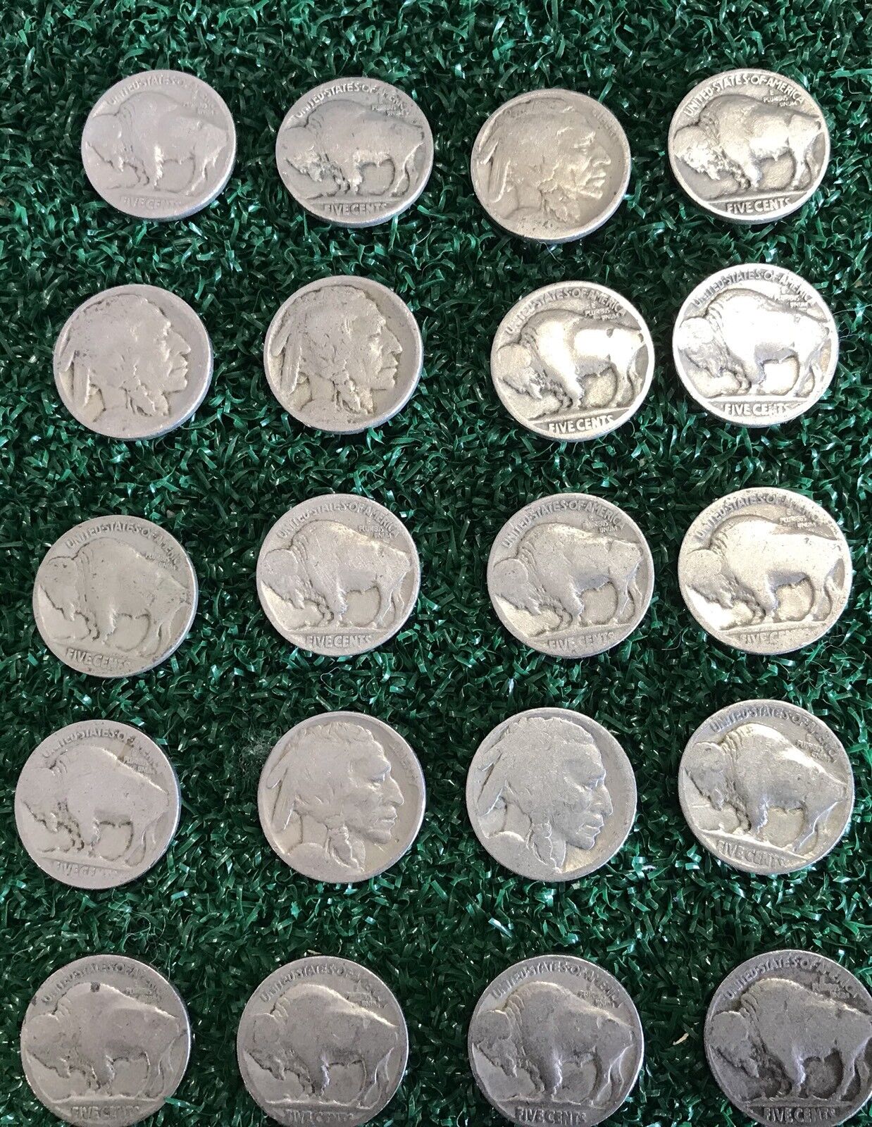 VINTAGE United States Coin Lot of 20 Buffalo Nickels 1913-1938 Dateless Fast Sh