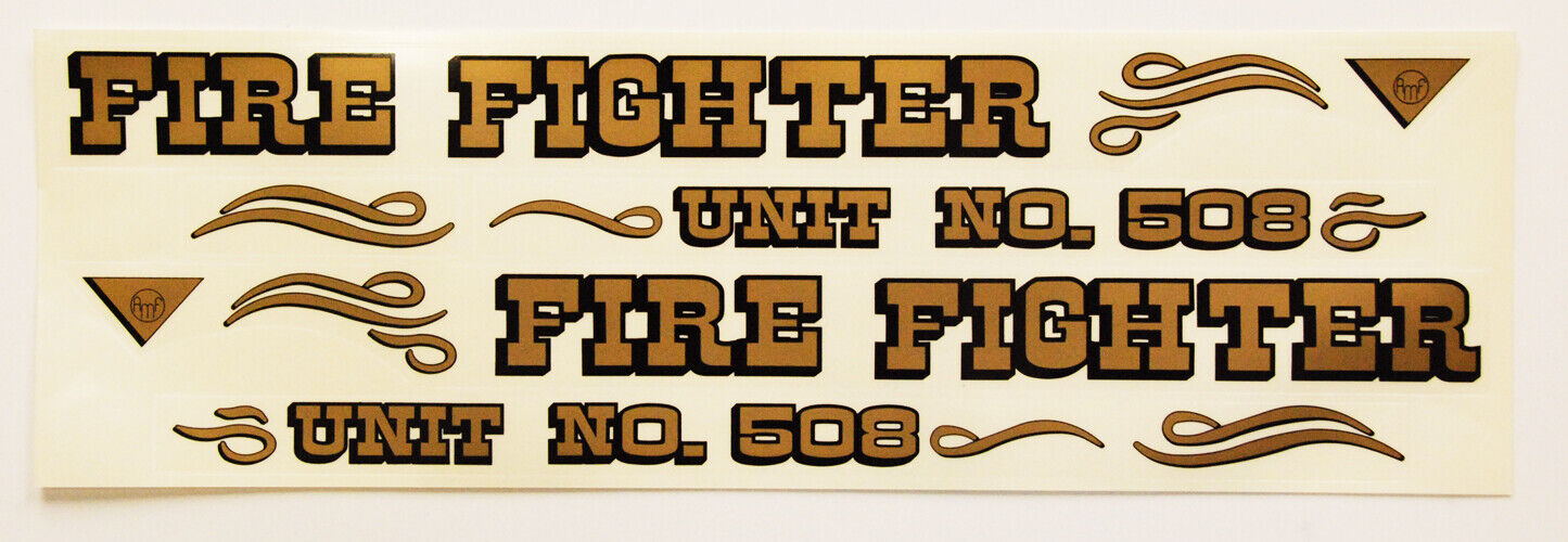 NEW - AMF 508 Fire Fighter Adhesive Decals •  Kiss-cut Sheet LH & RH 