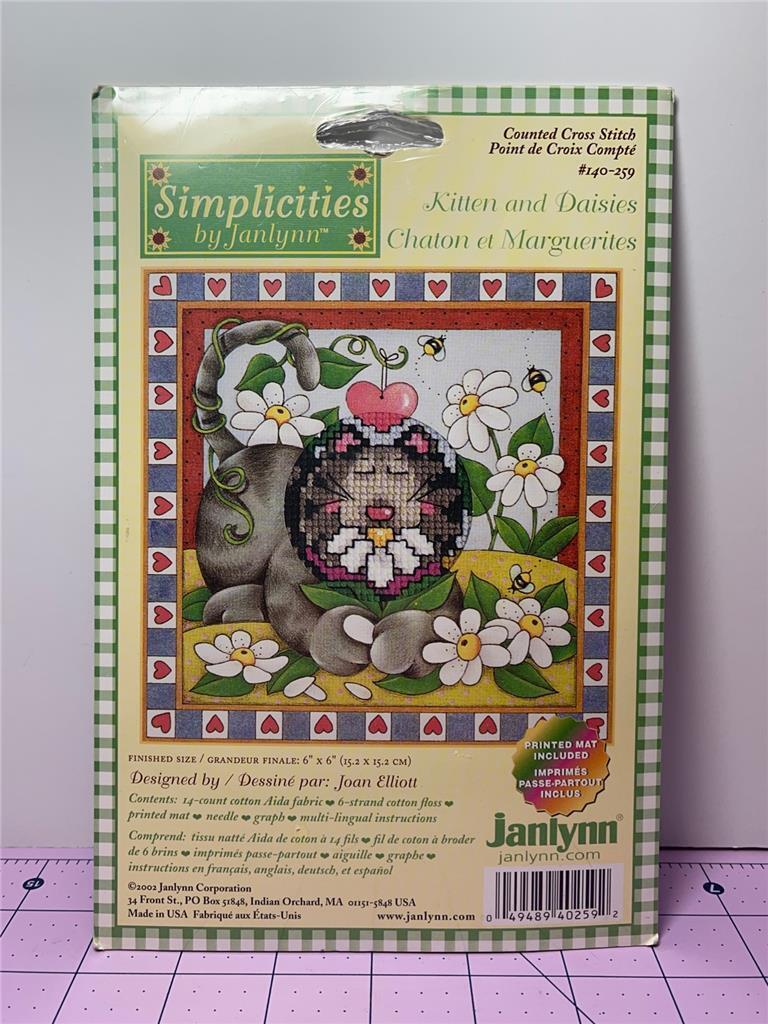 SIMPLICITIES By JANLYNN Counted Cross Stitch Kit - KITTEN AND DAISIES 6\