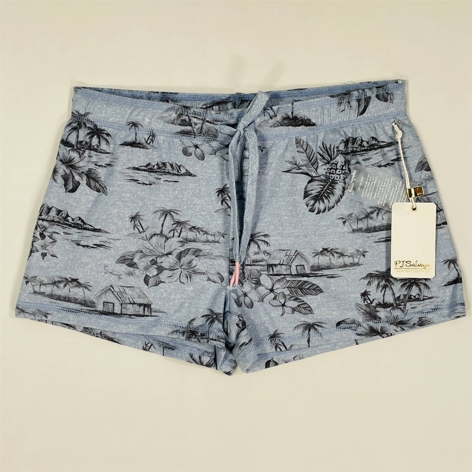 PJ Salvage Shorts Small Soft Stretch Knit Blue Tropical Print
