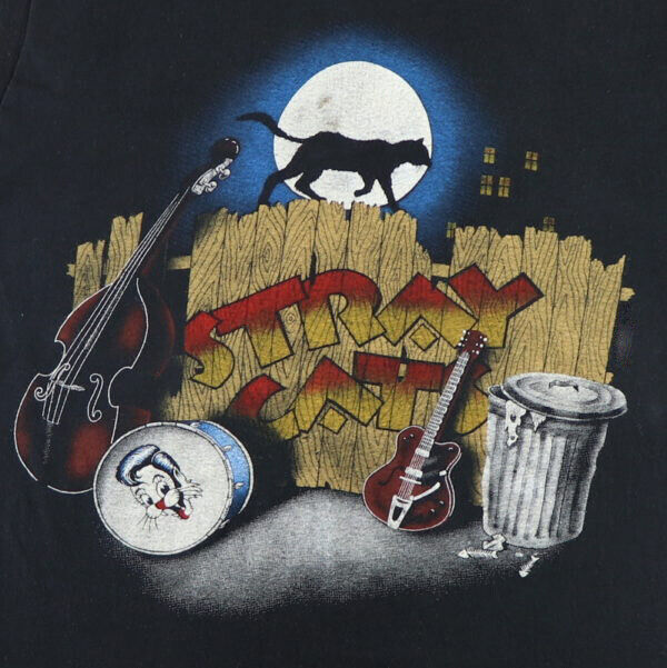 Vintage Stray Cats Band 1983 Tour Cotton Black Full Size Unisex Shirt