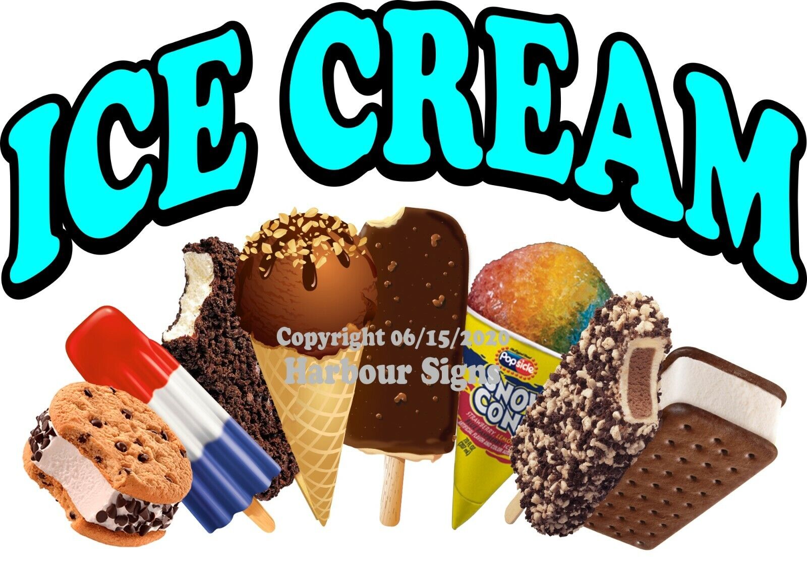 Ice Cream DECAL Food Truck Concession Vinyl Sticker (Choose Your Size)