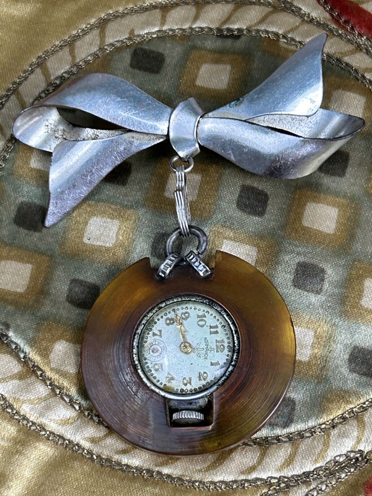 Vintage  Bakelite Brooch Pin Pendant Watch - 1/20th 12 Karat Gold Filled