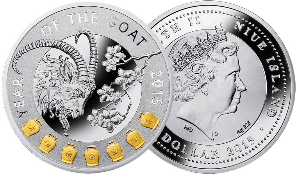 Niue 1 Dollar 2015 Year of the Goat Silver Coin